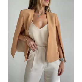 Open Front Shoulder Padded Cape Blazer Coat
