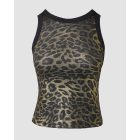 Jacquard Leopard Pattern Metallic O-neck Tank Top