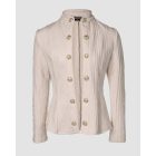 Argyle Cable Textured Stand Collar Metal Button Front Coat