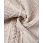 Argyle Cable Textured Stand Collar Metal Button Front Coat