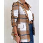 Plaid Pattern Lapel Neck Flap Detail Blazer