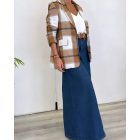 Plaid Pattern Lapel Neck Flap Detail Blazer