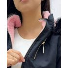 Fuzzy Trim Jacket Hooded Zip Up Fleece Lined Coat Outwear with Pockets