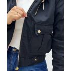 Fuzzy Trim Jacket Hooded Zip Up Fleece Lined Coat Outwear with Pockets