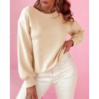 Round Neck Bowknot Decor Hollow Out Sweatshirt