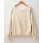 Round Neck Bowknot Decor Hollow Out Sweatshirt