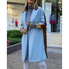 Color Block Long Trench Coat Single Breasted Detachable Fuzzy Leopard Pattern Lapel Overcoat