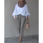 Turn-down Collar Lantern Sleeve Button Down Oversized Blouse Top