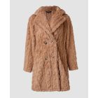 Cable Textured Lapel Neck Button Front Pocket Design Thermal Teddy Coat