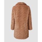 Cable Textured Lapel Neck Button Front Pocket Design Thermal Teddy Coat