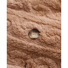 Cable Textured Lapel Neck Button Front Pocket Design Thermal Teddy Coat