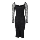 Contrast Lace Long Sleeve Back Slit Slim Fit Bodycon Dress Sexy Party Dress