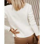 V-Neck Long Sleeve Front Button Cardigan Scallop Design Casual Top
