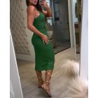 Bandeau Spaghetti Strap Ruched Cutout Side Slit Slim Fit Dress Vacation Dress