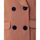 Plain Long Sleeve Double Breasted Chocolate Blazer Coat