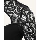 Rhinestone Bandeau Sheer Mesh Slim Fit Long Sleeve Tee Sexy Top