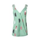 Feather Print Guipure Lace Tank Top