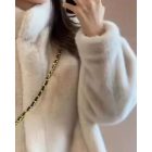 Womens High Neck Open Front Long Sleeve Faux Fur Crop Coat Soft Winter Warm Jacket Outerwear