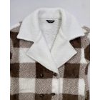 Plaid Print Double Breasted Teddy Coat