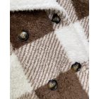 Plaid Print Double Breasted Teddy Coat