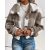 Plaid Pattern Turn-down Collar Teddy Coat Button Front Fleece Thermal Jacket