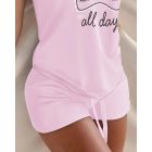 2PCS Pajamas Sets Floral Print U Neck Sleeveless Tank Top and Casual Drawstring Shorts Set