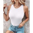 O-Neck Knit Sleeveless Basic Slim Fit Tummy Control Tank Casual Top