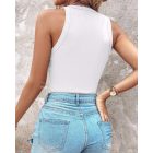 O-Neck Knit Sleeveless Basic Slim Fit Tummy Control Tank Casual Top