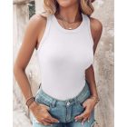 O-Neck Knit Sleeveless Basic Slim Fit Tummy Control Tank Casual Top