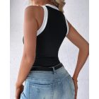 Contrast Binding Tank Tops Summer Sleeveless Basic Cami Top Shirt Slim Knit Ribbed Racerback Blouses