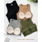 ChicMe Built-in Bra Crewneck Tank Top Terry Towelling Lined Sleeveless Slim Fit Layering Shirt Tops