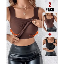   ChicMe ContourX 2 Piece U Neck Shapewear Built-in Bra Tank High Strechy Sleeveless Slim Fit Tops Camisole