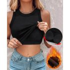ChicMe Built-in Bra 2 Piece Crewneck Tank Top Terry Towelling Lined Sleeveless Slim Fit Layering Shirt Tops