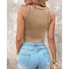 ChicMe Built-in Bra 2 Piece Crewneck Tank Top Terry Towelling Lined Sleeveless Slim Fit Layering Shirt Tops