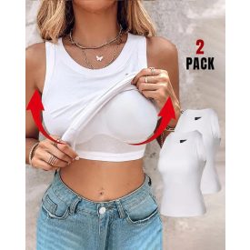   ChicMe Built-in Bra 2 Piece Athletic Tank Tops for Women Ribbed Tank Top