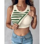 ChicMe Built-in Bra 2-Pack Striped Round Neck Built-in Bra Ribbed Tank Top