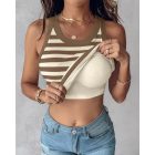 ChicMe Built-in Bra 2-Pack Striped Round Neck Built-in Bra Ribbed Tank Top