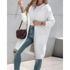 Letter Heart Pattern Long Cardigans Knitted Open Front Oversized Hooded Outerwear Sweater Coat
