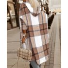 Plaid Print Longline Hooded Coat