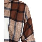 Plaid Print Longline Hooded Coat