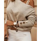 Chain Strap Cold Shoulder Button Decor Top