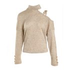 Chain Strap Cold Shoulder Button Decor Top