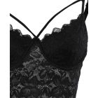 V-Neck Lace Crop Cami Top Spaghetti Strap Two Layer Bralette Bustier Tops