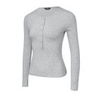 Long Sleeve Top Button Down Slim Fit Tops Crewneck Ribbed Knit Shirt