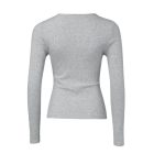 Long Sleeve Top Button Down Slim Fit Tops Crewneck Ribbed Knit Shirt