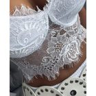 Eyelash Lace V-Neck Skinny Crop Top