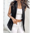 Rhinestone Decor Shawl Collar Long Sleeve Blazer Coat