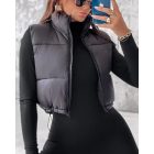 Lightweight Cropped Puffer Vest Quilted Padded Zip Up Sleeveless Jacket