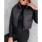 Lightweight Cropped Puffer Vest Quilted Padded Zip Up Sleeveless Jacket