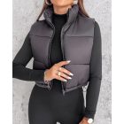 Lightweight Cropped Puffer Vest Quilted Padded Zip Up Sleeveless Jacket